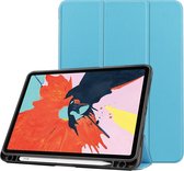 Case2go - Tablethoes geschikt voor Apple iPad Air 11 (2024) / iPad Air 10.9 (2022) - Tri-Fold Book Case - Apple Pencil Houder - Licht Blauw