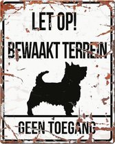 D&D Waakbord / Warning sign square terrier n Wit 20x25cm