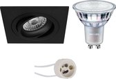 LED Spot Set - Pragmi Borny Pro - GU10 Fitting - Inbouw Vierkant - Mat Zwart - Kantelbaar - 92mm - Philips - MASTER 927 36D VLE - 3.7W - Warm Wit 2200K-2700K - DimTone Dimbaar - BSE