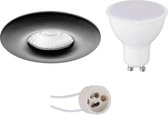 LED Spot Set - Aigi - Pragmi Luno Pro - Waterdicht IP65 - GU10 Fitting - Inbouw Rond - Mat Zwart - 6W - Warm Wit 3000K - Ø82mm - BES LED