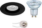 LED Spot Set - OSRAM Parathom PAR16 927 36D - Pragmi Rodos Pro - GU10 Fitting - Dimbaar - Inbouw Rond - Mat Zwart - 5.5W - Warm Wit 2700K - Ø93mm