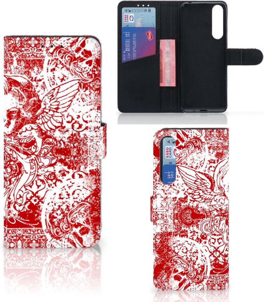 Telefoonhoesje met Naam Sony Xperia 1 II Angel Skull Rood