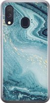 Samsung Galaxy A40 hoesje siliconen - Marmer blauw - Soft Case Telefoonhoesje - Marmer - Blauw
