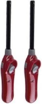 Set van 2x stuks navulbare kaarsen / BBQ aanstekers 26 cm rood