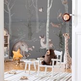 Kinderbehang Watercolor Forest Friends dark grey 420 x 280 cm (b x h)