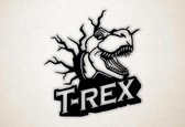 Wanddecoratie - T-Rex 3D dinosaur - S - 50x45cm - Zwart - muurdecoratie - Line Art