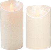 Set van 2x stuks Creme Parel Led kaarsen met bewegende vlam - 12.5 en 15 cm - Sfeer stompkaarsen voor binnen