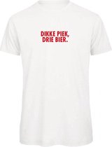 Kerst t-shirt wit S - Dikke piek, drie bier - rood glitter - soBAD. | Kerst t-shirt soBAD. | kerst shirts volwassenen | kerst t-shirts volwassenen | Kerst outfit | Foute kerst t-shirts