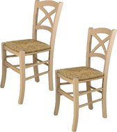 Tommychairs - Lot de 2 chaises classiques modèle Cross. Très approprié pour la cuisine, le bar et la salle à manger, structure solide en bois de hêtre poli, non traité, 100% naturel et assis dans la paille