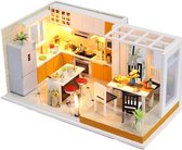 Maison de poupée DIY - Maison de poupée miniature avec lumière LED - Maquette en bois - Kit de construction - Forfait Hobby - Mobilier de maison de poupée «Habitable»