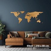 Wereldkaart van Hout - Eiken - Extra Large (210 x 80 cm) - Antarctica projectie - wanddecoratie - design - muurdecoratie hout