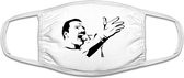 Queen mondkapje | freddie | mercury | gezichtsmasker | bescherming | bedrukt | logo | Wit mondmasker van katoen, uitwasbaar & herbruikbaar. Geschikt voor OV