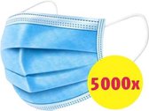 5000 stuks - Wegwerp 3laags gezichtsmaskers - mondmasker - mondkapje (blauw)