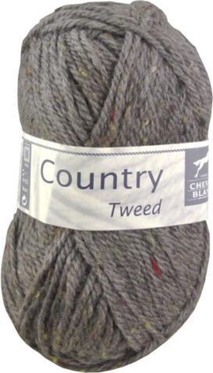 Cheval Blanc Country Tweed wol en acryl garen - grijs (058) - pendikte 4 a 4,5 mm - 10 bollen van 50 gram