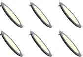 LED Downlight Slim 6 Pack - Inbouw Rond 6W - Warm Wit 3000K - Mat Zwart Aluminium - Ø120mm