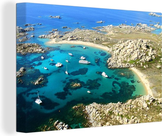 Canvas Schilderij Rotsachtige baai in Corsica in Europa - 30x20 cm - Wanddecoratie