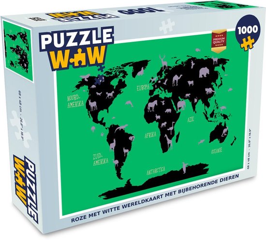 Puzzle Cartes du monde à la Trendy 1000 pièces - Rose avec carte du ...