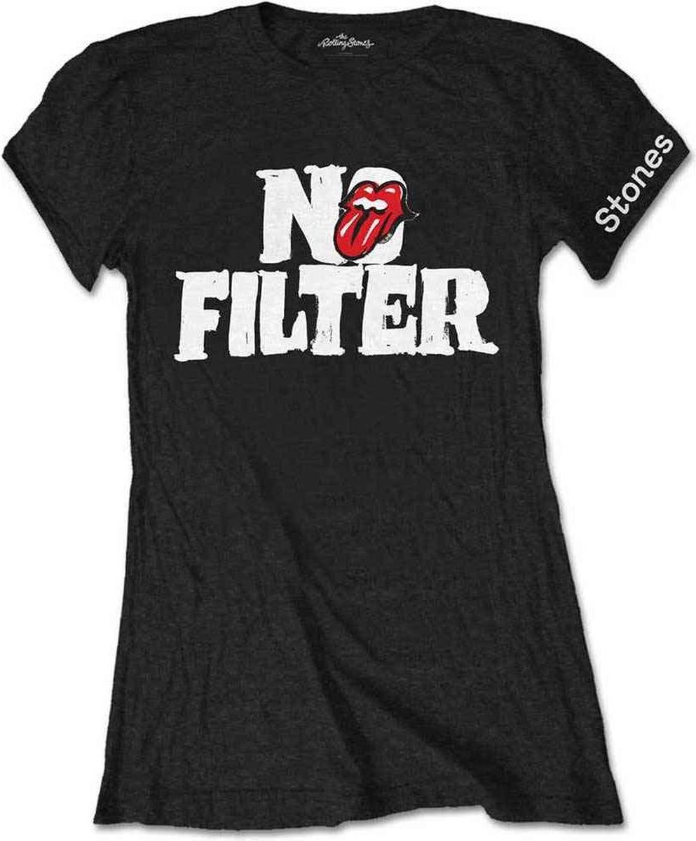 Afbeelding van product Rock Off  The Rolling Stones Dames Tshirt -XL- No Filter Header Logo Zwart  - maat XL