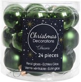 Decoris Kerstballen glas D2.5cm mix dennengroen dia2.50cm