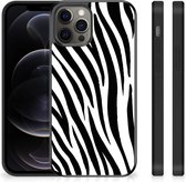 Smartphone Hoesje Geschikt voor iPhone 12 Pro Max Trendy Telefoonhoesjes met Zwarte rand Zebra