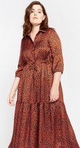 LOLALIZA Hemd jurk met luipaardprint - Roest - Maat 42