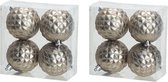 8x Luxe zilveren kunststof kerstballen 8 cm - Onbreekbare plastic kerstballen - Kerstboomversiering zilver