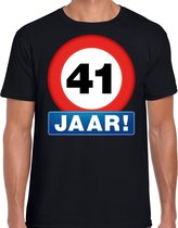 Stopbord 41 jaar verjaardag t-shirt - zwart - heren - 41e verjaardag - Happy Birthday shirts / kleding L