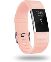 Siliconen Smartwatch bandje - Geschikt voor  Fitbit Charge 2 siliconen bandje - roze - Maat: L - Horlogeband / Polsband / Armband