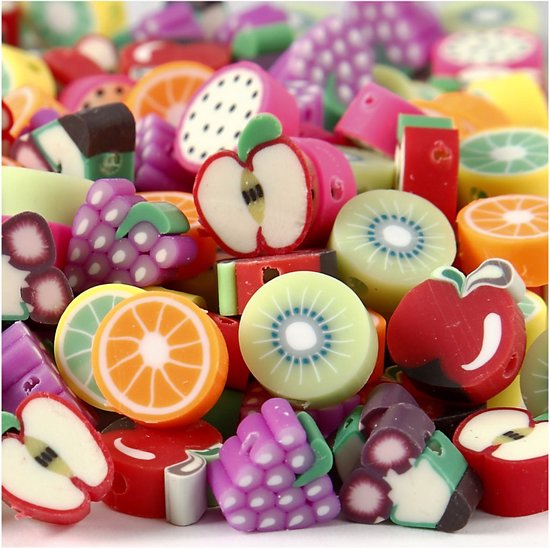 Kleikralen, d: 10 mm, fruit, 200 assorti