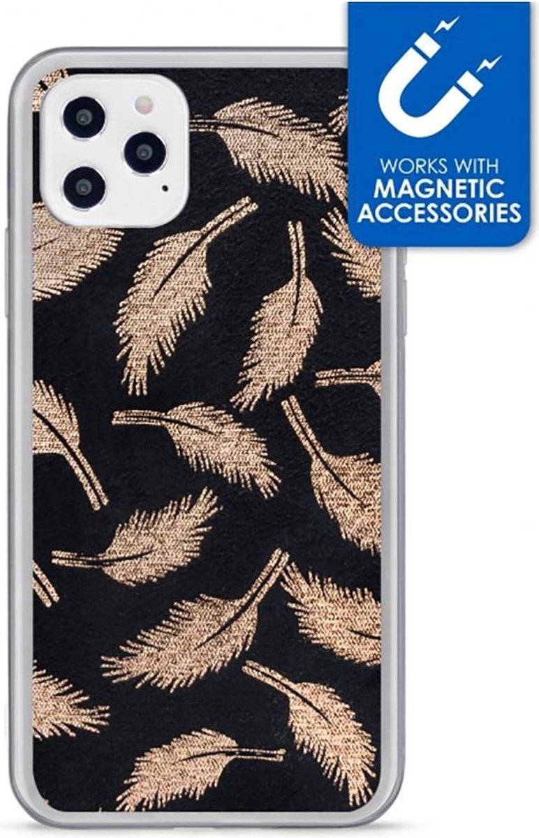 My Style - Geschikt voor - iPhone 12 Pro Max Hoesje - Magnetic Back Case Veren Zwart