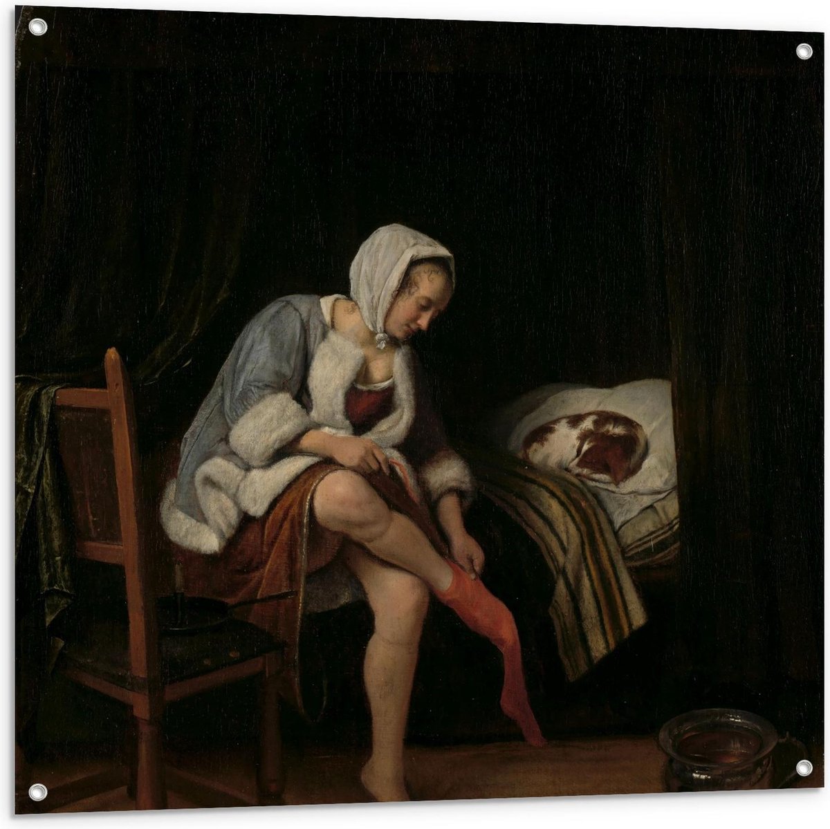 Tuinposter – Oude meesters - Het toilet, Jan Havicksz. Steen, 1655 - 1660 - 100x100cm Foto