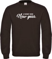 Kerst sweater zwart XL - A fuckin' good new year - wit - soBAD. | Kerst | Foute kerst trui | Sweater unisex | Sweater mannen | Sweater vrouwen | Nieuwjaar | Feest | Glitter