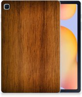 Tablethoesje met Naam Samsung Galaxy Tab S6 Lite | Tab S6 Lite 2022 Cover Donker Hout met doorzichte zijkanten
