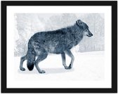 Foto in frame Grijze wolf, 3 maten, Premium print