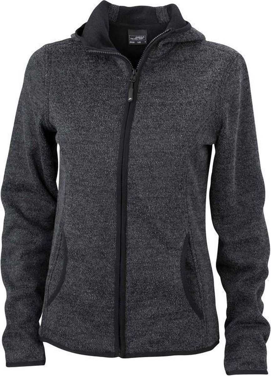 James and Nicholson Dames/dames Gebreide Fleece Hoodie Donker melange Zwart