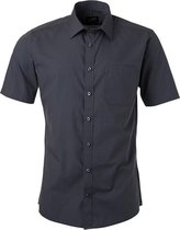 James and Nicholson Herenshort Poplin Shirt met korte mouwen (Koolstofgrijs)