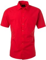 Chemise à manches courtes en popeline James and Nicholson hommes (rouge tomate)