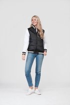 AWDis Gewoon Hoods Volwassenen Unisex Varsity Puffer Jacket (Jet Zwart/Wit)