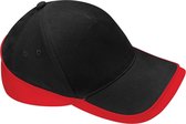 Beechfield Unisex Teamkledingwedstrijd Cap Baseball / Hoofddeksels (Pakket van 2) (Zwart/Klassiek Rood)