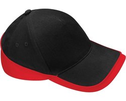 Beechfield Unisex Teamkledingwedstrijd Cap Baseball / Hoofddeksels (Pakket van 2) (Zwart/Klassiek Rood)
