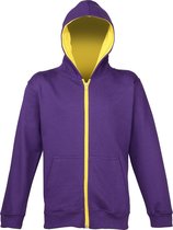 Awdis Kinder Unisex Varsity Hooded Sweatshirt / Hoodie / Zoodie / Schoolkleding (Paars/Zongeel)
