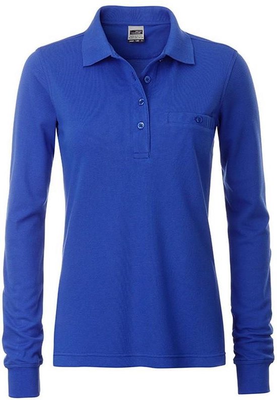 James and Nicholson Ladies / Ladies Vêtements de travail Polo de poche à manches longues (bleu royal)
