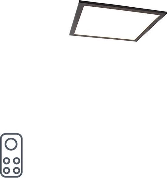 QAZQA liv - Moderne Dimbare LED paneel | Plafondlamp met Dimmer - 1 lichts - L 400 mm - Zwart - Woonkamer | Slaapkamer | Keuken