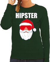 Foute Kerst sweater / Kersttrui Hipster Santa groen voor dames- Kerstkleding / Christmas outfit L