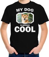 Shiba inu honden t-shirt my dog is serious cool zwart - kinderen - Shiba inu liefhebber cadeau shirt S (122-128)