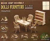 Poppenhuis meubels/meubeltjes set huiskamer en eetkamer - Bouwpakketten kleine meubels inrichting - Vanaf 6 jaar