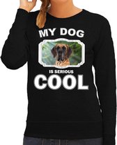 Deense dog honden trui / sweater my dog is serious cool zwart - dames - Deense dogs liefhebber cadeau sweaters 2XL