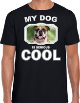Britse bulldog honden t-shirt my dog is serious cool zwart - heren - Britse bulldogs liefhebber cadeau shirt S