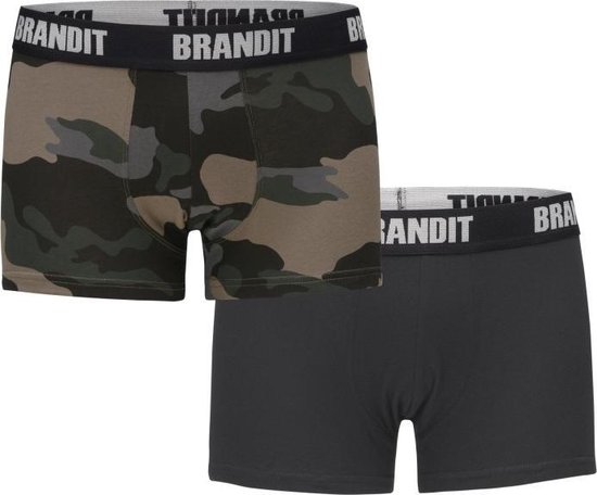 Brandit - Logo 2-Pack Boxershorts set - S - Zwart/Bruin
