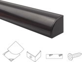 2 meter led strip profiel hoek - Zwart - Slim line - Compleet incl. afdekkap - Hoekprofiel